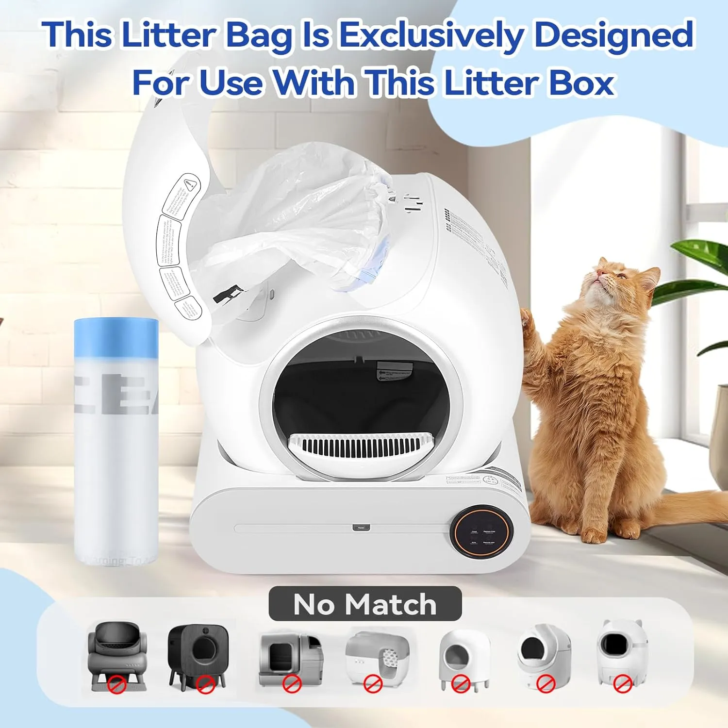 Compatible Self-Cleaning Litter Box Liners - 80 Pack, 18x20 Inches, 4 Gallon Bags, 2 Mil Thickness, Easy Installation, Durable for Automatic Litter Box Drawers