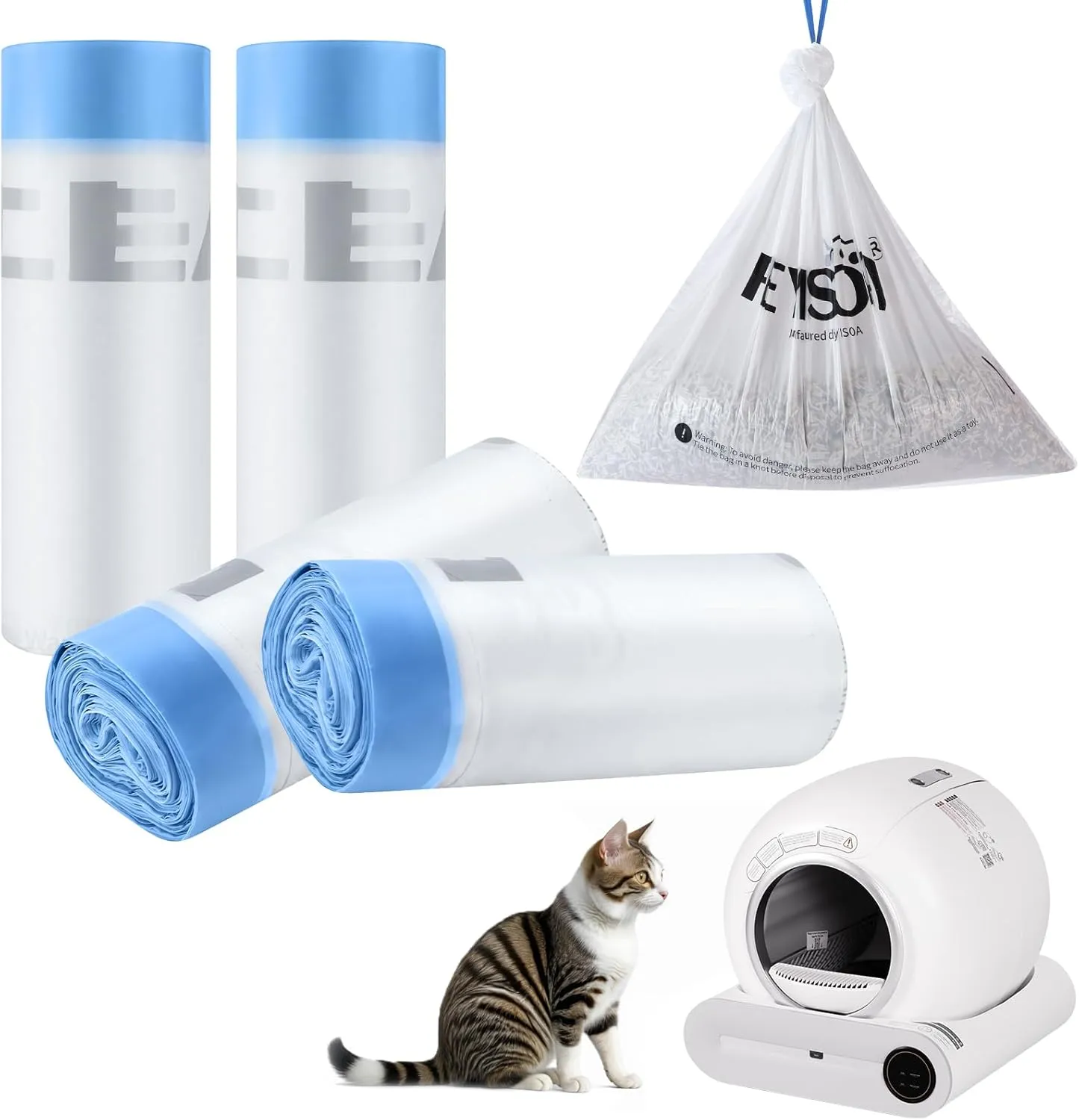 Compatible Self-Cleaning Litter Box Liners - 80 Pack, 18x20 Inches, 4 Gallon Bags, 2 Mil Thickness, Easy Installation, Durable for Automatic Litter Box Drawers