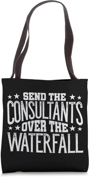 Consultants Waterfall Agile Scrum Lean PM Funny PM Coach Tote Bag