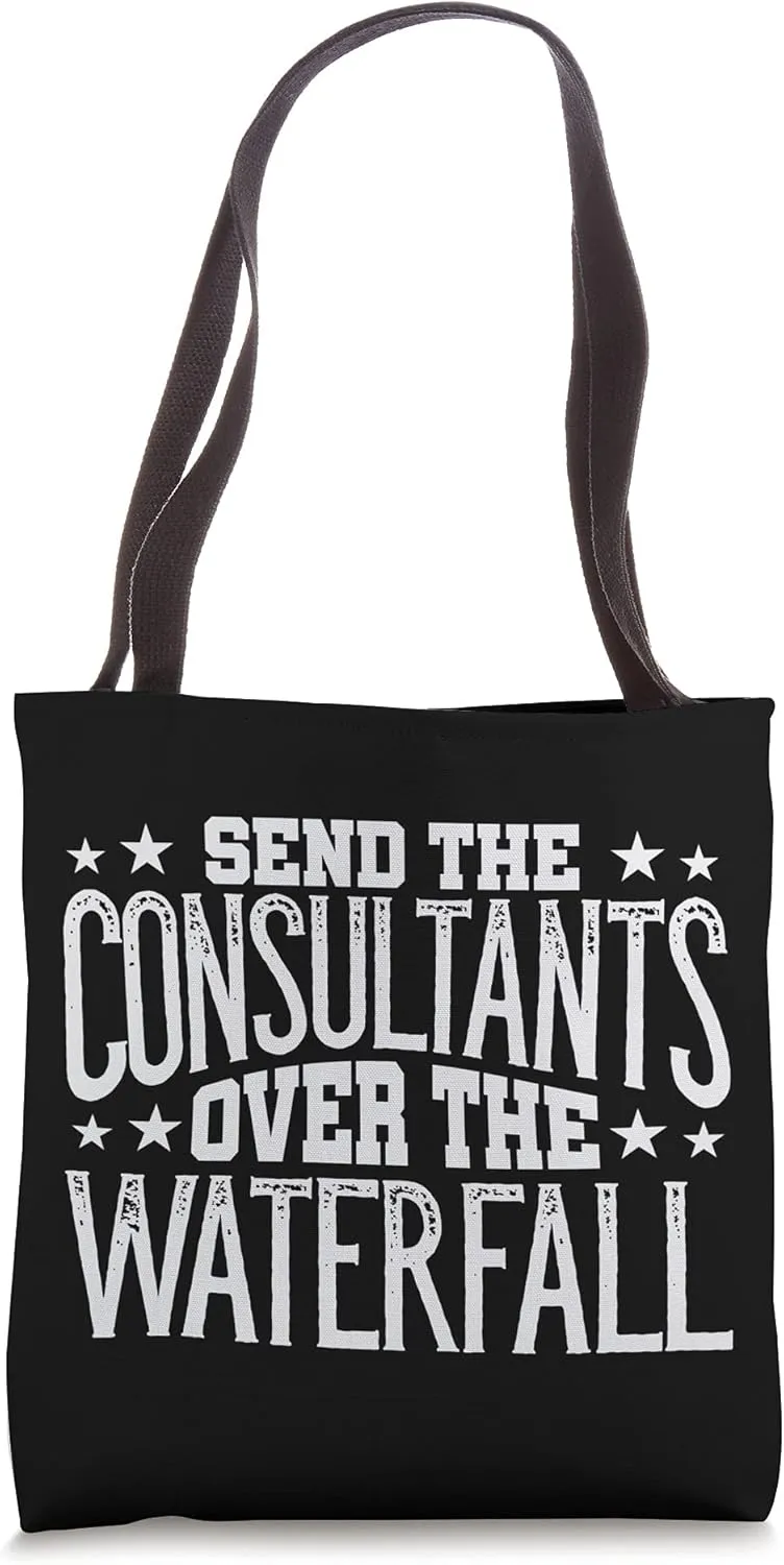 Consultants Waterfall Agile Scrum Lean PM Funny PM Coach Tote Bag