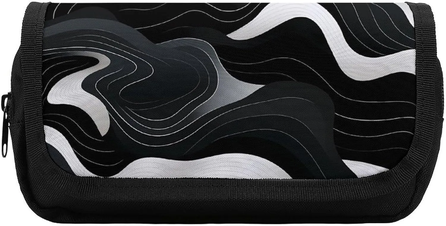 Contour Topography Map Pattern Pencil Case Large Capacity Pencil Pouch Aesthetic Pen Bag Stationery Organizer for Office