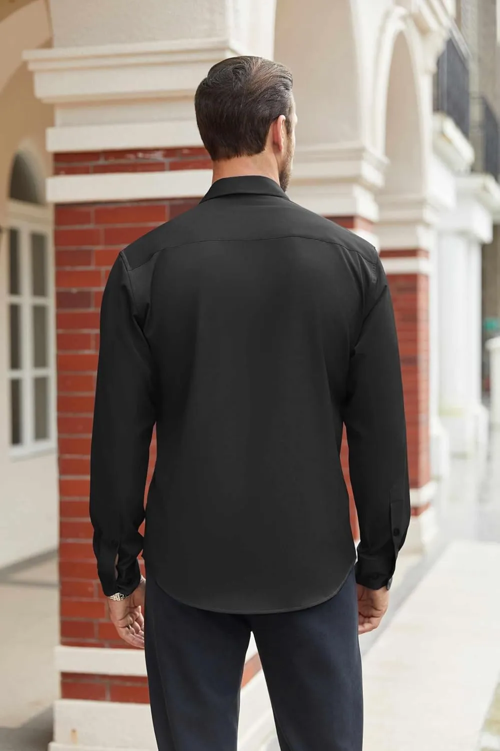 COOFANDY Mens Stretch Dress Shirts Long Sleeve Button Down Shirt Regular Fit Formal Business Shirts