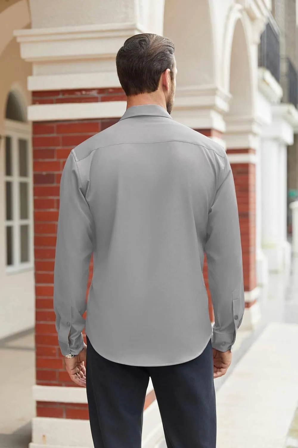 COOFANDY Mens Stretch Dress Shirts Long Sleeve Button Down Shirt Regular Fit Formal Business Shirts