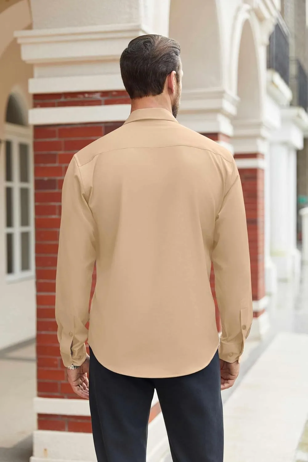 COOFANDY Mens Stretch Dress Shirts Long Sleeve Button Down Shirt Regular Fit Formal Business Shirts