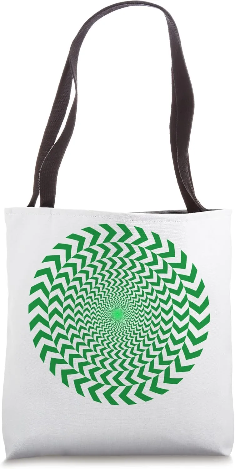 Cool Green Circle Optical Illusion Crazy Design on White Tote Bag