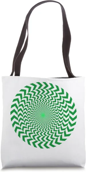 Cool Green Circle Optical Illusion Crazy Design on White Tote Bag