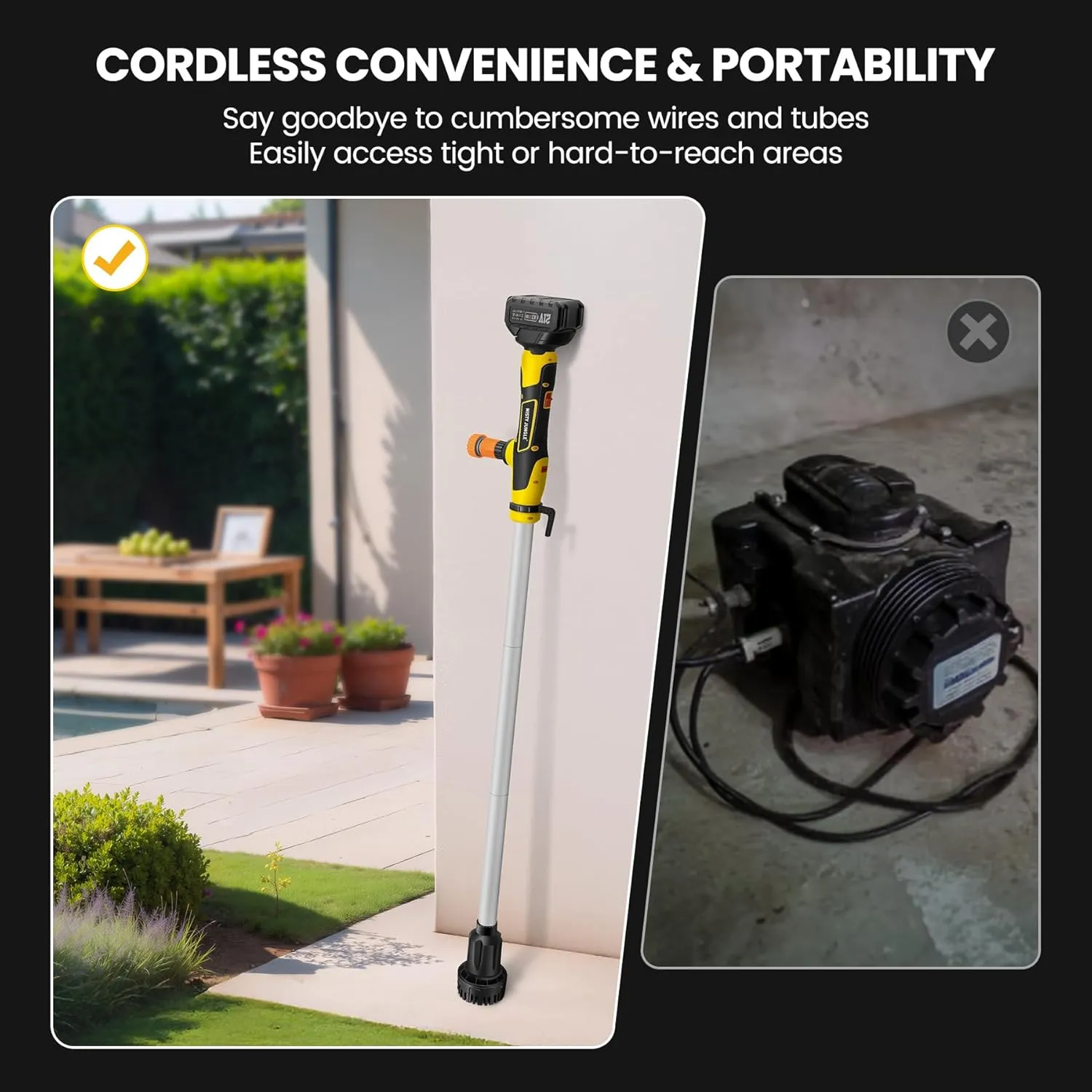 Cordless Stick Water Transfer Pump, Water Pump with 21V Battery Compatible with Makita 18V Battery,720GPH, Max Head Heicht 33 FT, Portable Utility Water Pump for Pool,Garden,Pond,Fish Tank