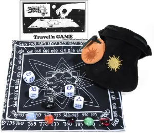 Cosmic Wimpout Deluxe Traveln Game, Black Cloth Scoreboard, 5 Glass Gemstones, Bundled Items