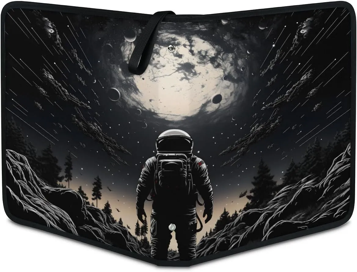 Cosmonaut 3 Ring Trading Zipper Binder Strap, Trading Card Binder 4 Pocket, 400 Pockets Card Holder with 50 Removable Sleeves for Game Cards