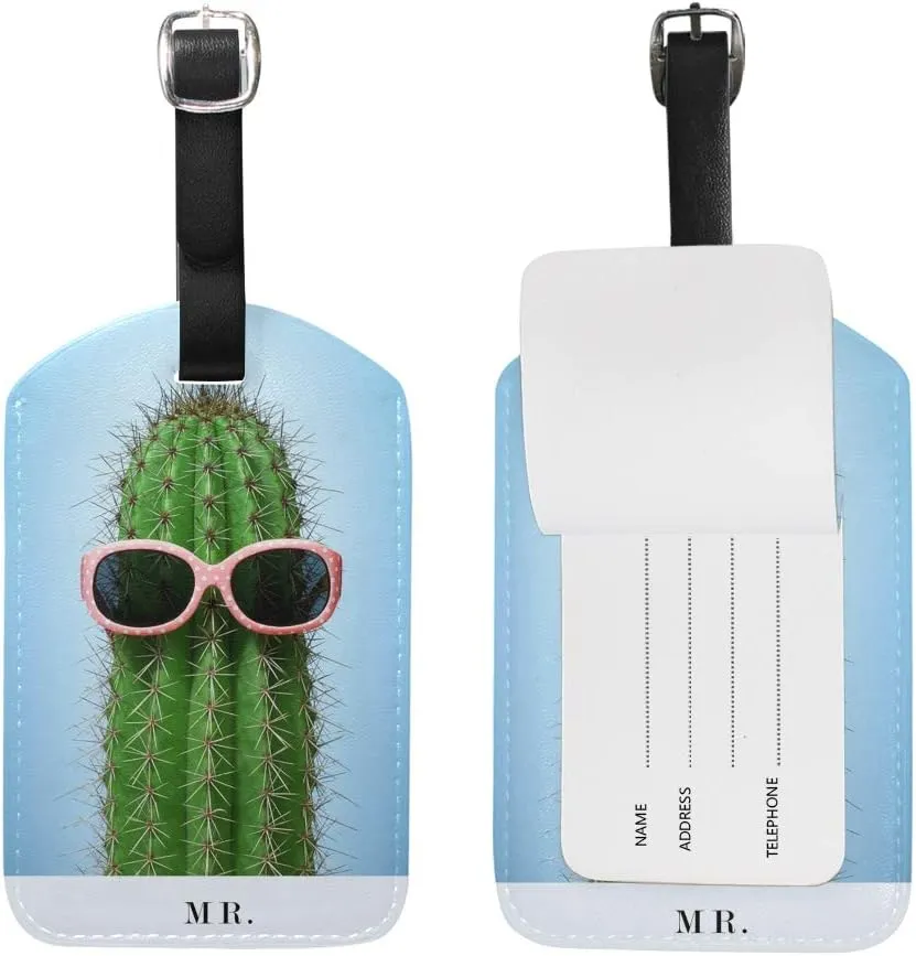 Couple Theme Luggage Tag Travel Tag PU Leather Name Card Holder for Baggage