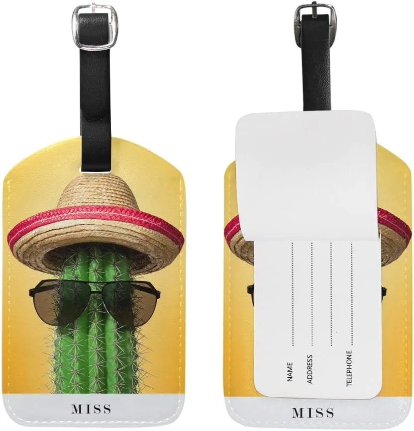 Couple Theme Luggage Tag Travel Tag PU Leather Name Card Holder for Baggage