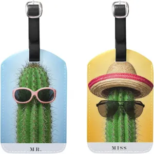 Couple Theme Luggage Tag Travel Tag PU Leather Name Card Holder for Baggage