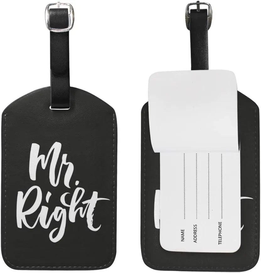 Couple Theme Luggage Tag Travel Tag PU Leather Name Card Holder for Baggage