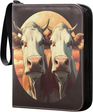 Cows Card Binder 4 Pockets, 400 Pockets Trading Card Binder Removable Card Albums Card Holder for Games, Sports, Football, Baseball Cards