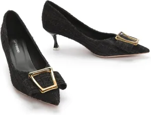 C.Paravano Women's Kitten Heel Pumps-Pointed Toe Wedding Shoes with Metal Buckle|Breathable Soft Leather for Office Attire, Cocktail Parties,Date Nights, Spring/Summer Events