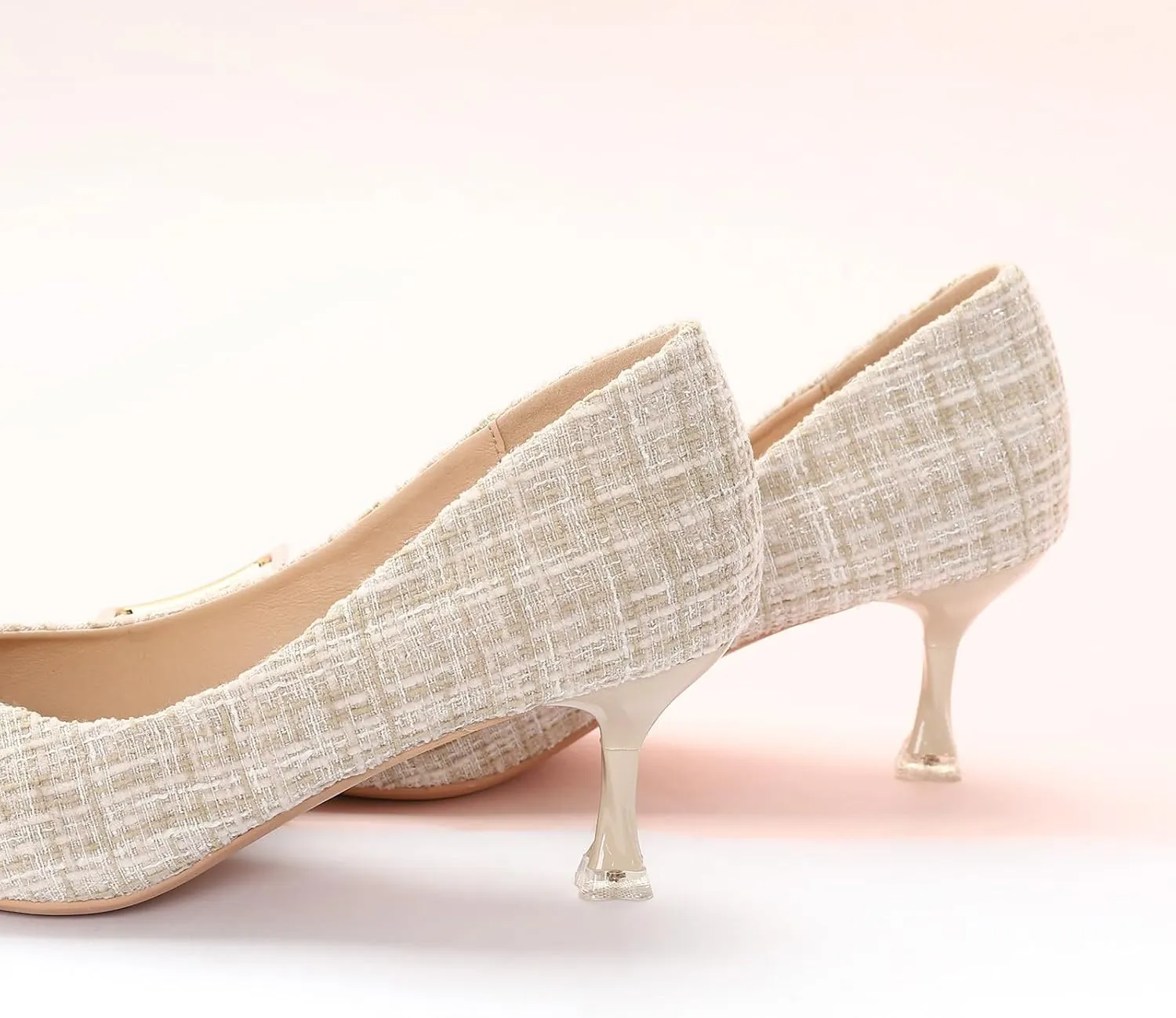 C.Paravano Women's Kitten Heel Pumps-Pointed Toe Wedding Shoes with Metal Buckle|Breathable Soft Leather for Office Attire, Cocktail Parties,Date Nights, Spring/Summer Events