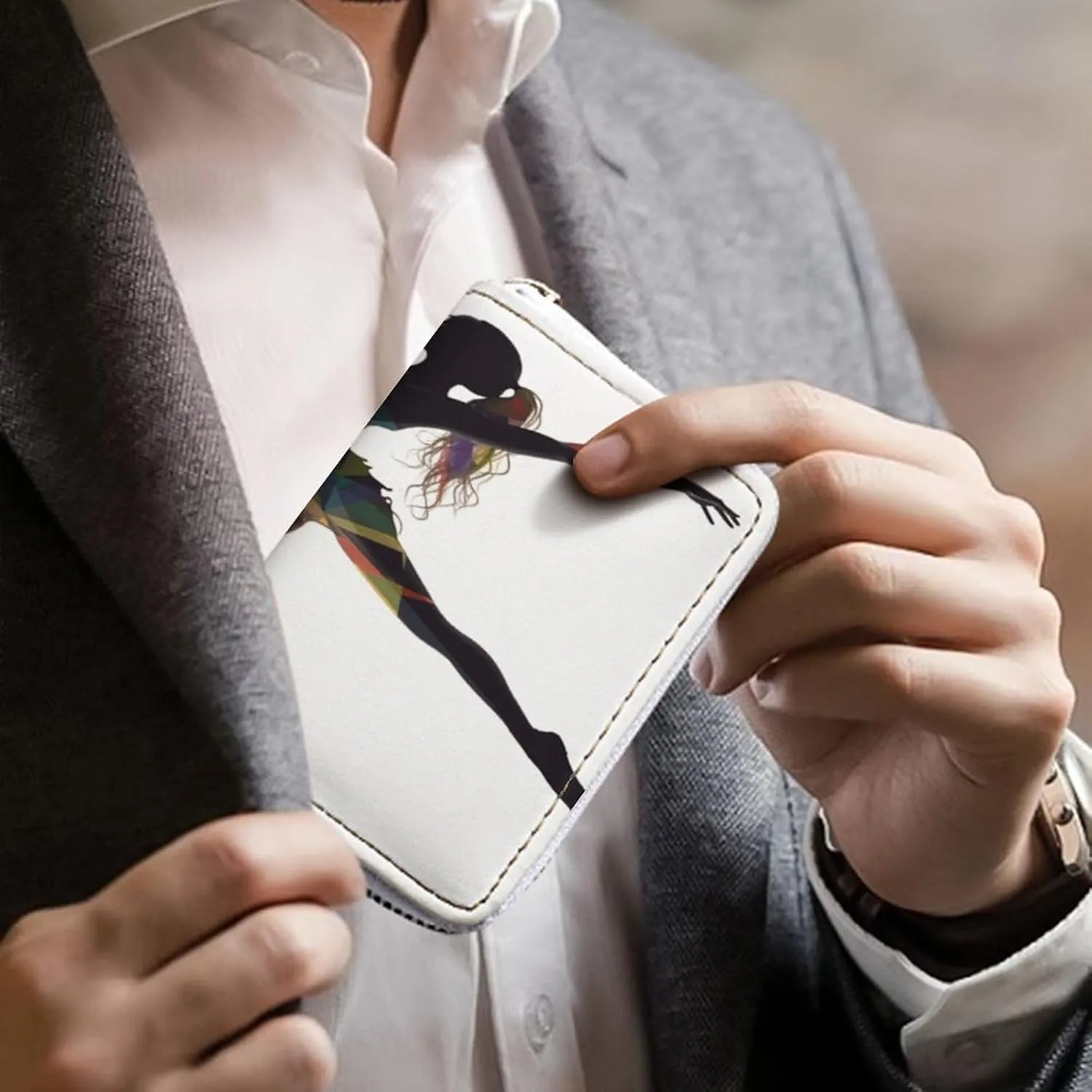 Credit Card Wallet,A Dancer Card Cases Holder Credit Card Holder Wallet with Card Slots Coin Cash Zipper Purse Case Wallet