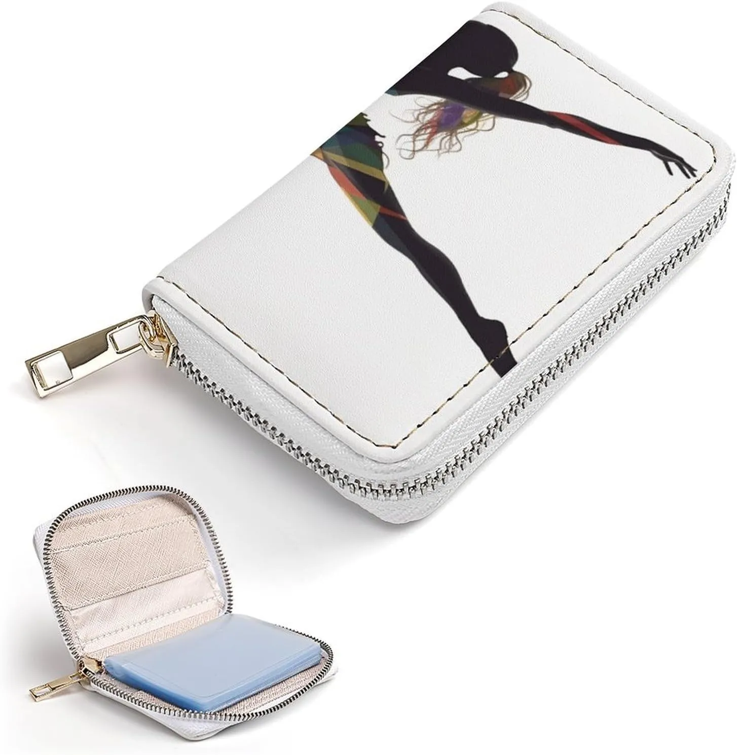 Credit Card Wallet,A Dancer Card Cases Holder Credit Card Holder Wallet with Card Slots Coin Cash Zipper Purse Case Wallet