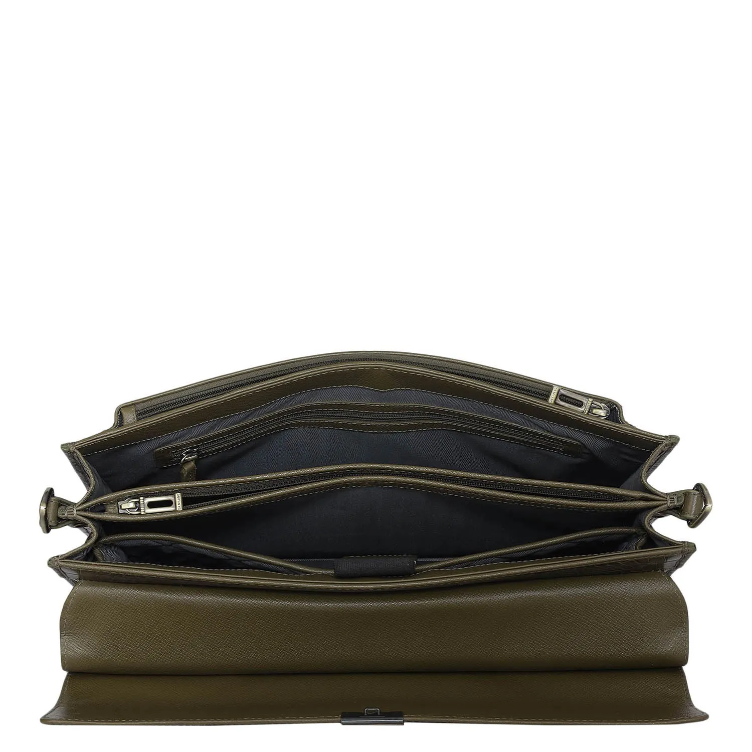 Croco Leather Portfolio - Military Green