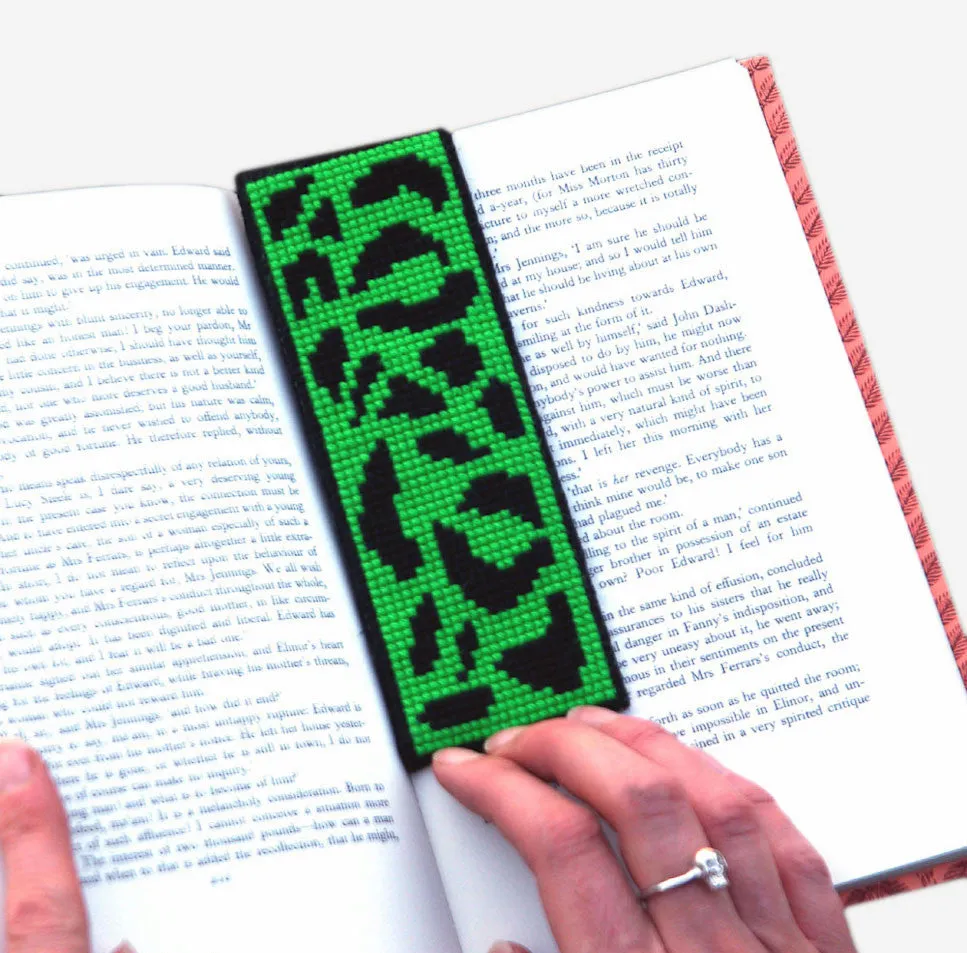 Cross Stitch Kit - Lime Green Leopard Print Bookmark