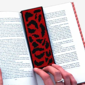 Cross Stitch Kit - Red Leopard Print Bookmark
