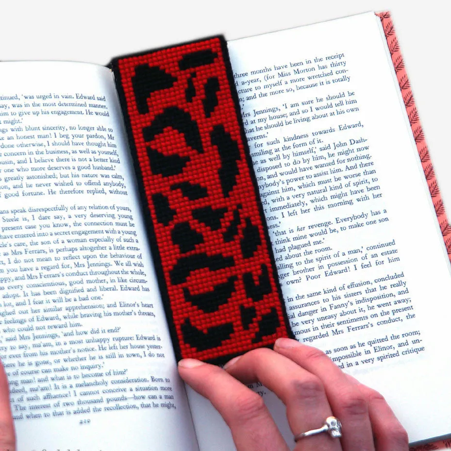 Cross Stitch Kit - Red Leopard Print Bookmark