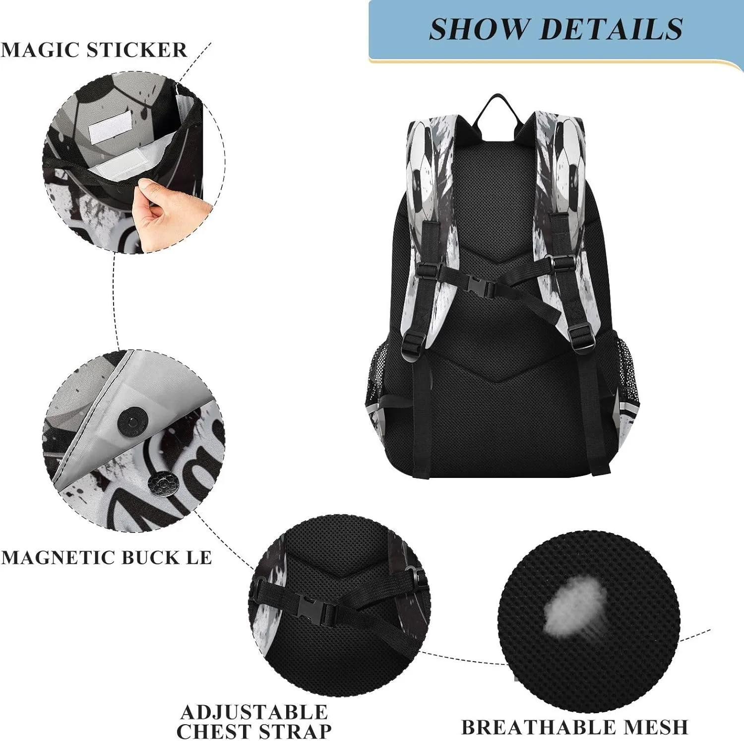Custom Backpack for Boys School Personalized Soccer Elementary Bookbags Middle School Daypack for Travel Students Teens Kids