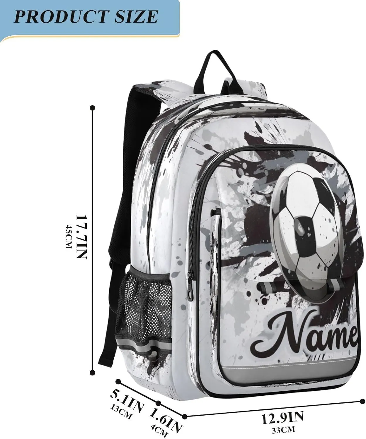 Custom Backpack for Boys School Personalized Soccer Elementary Bookbags Middle School Daypack for Travel Students Teens Kids