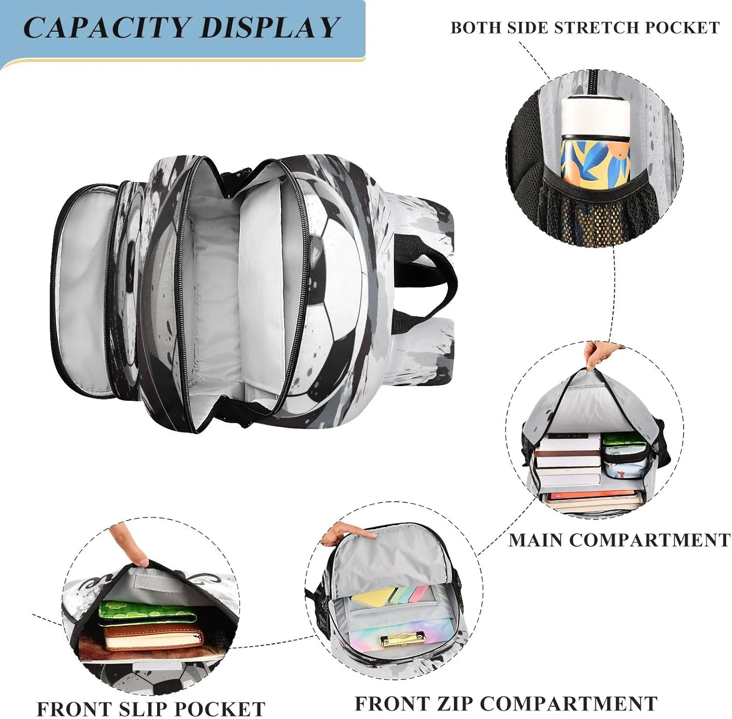 Custom Backpack for Boys School Personalized Soccer Elementary Bookbags Middle School Daypack for Travel Students Teens Kids