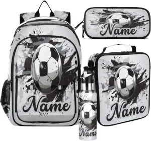 Custom Backpack for Boys School Personalized Soccer Elementary Bookbags Middle School Daypack for Travel Students Teens Kids