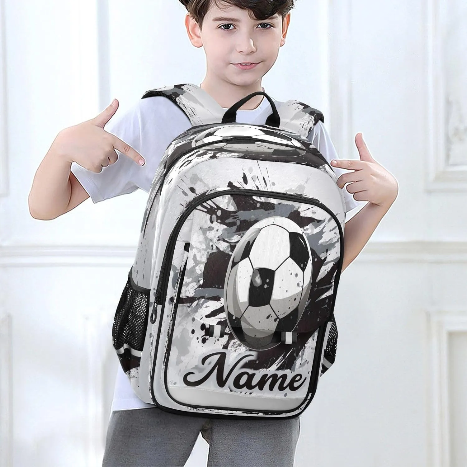 Custom Backpack for Boys School Personalized Soccer Elementary Bookbags Middle School Daypack for Travel Students Teens Kids