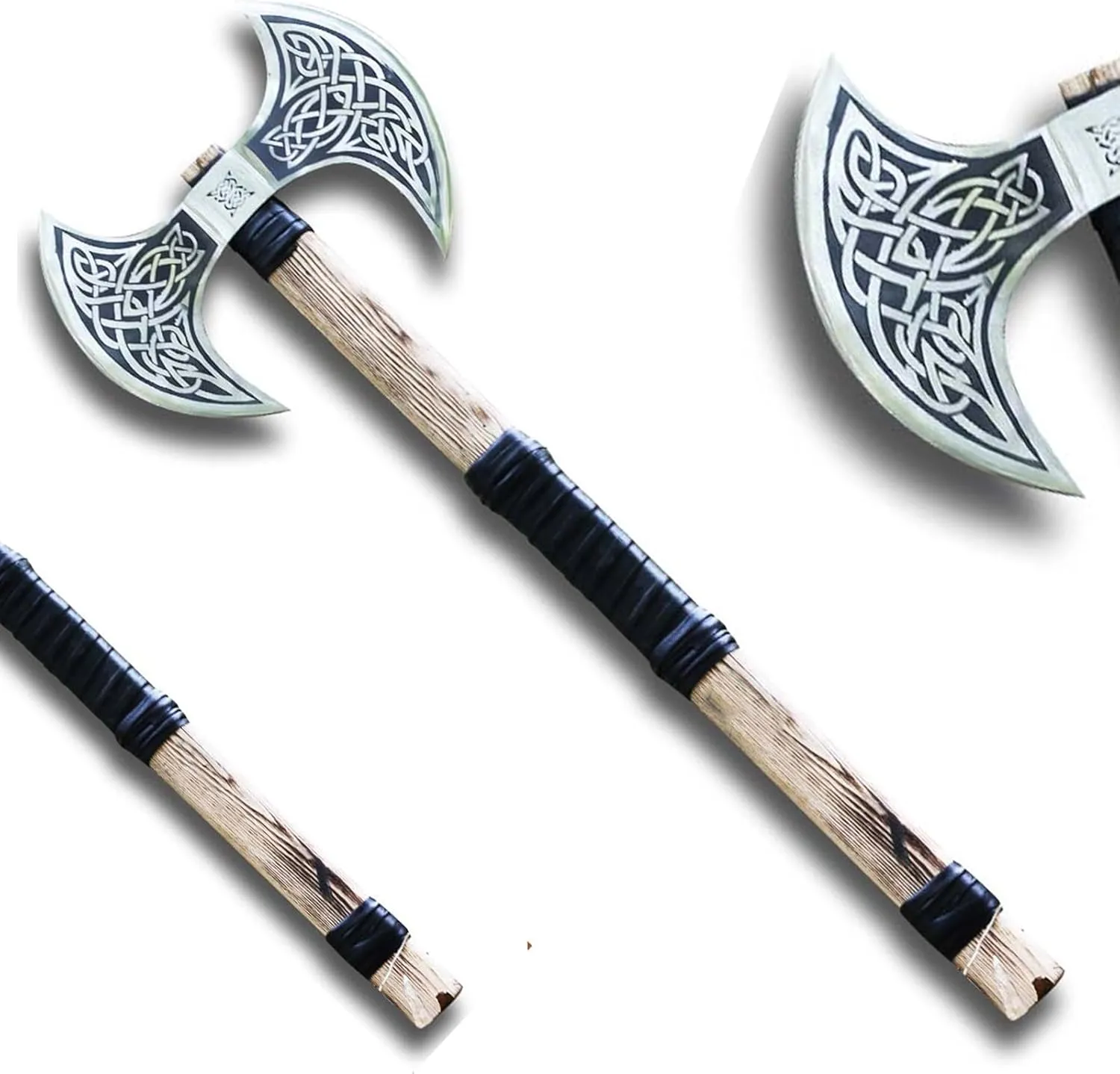 Custom Handmade Carbon Steel Double-Headed Axe, Viking Medieval Warrior Axe with Leather Sheath, Double Sided Axe, Double Headed Axe, Best for Hunting, Camping and Gift for Loved Ones