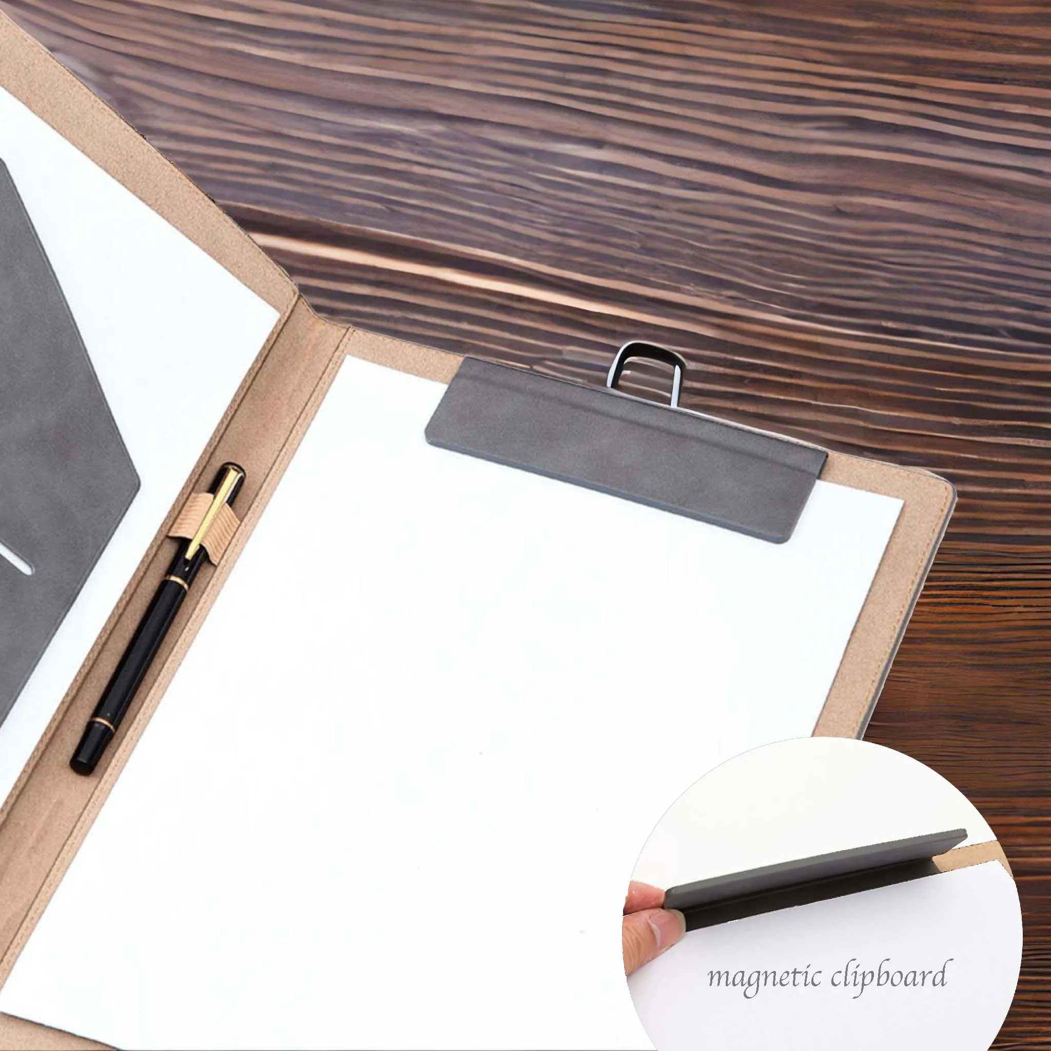 Custom Leather Clipboard Portfolio, Magnetic Clipboard, Legal Paper/ A4 File Folder, Business Notepad Folio Letter Size, Office Gift