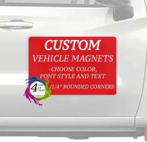 Custom Magnet Signs for Steel Cars, Steel Vehicles, Dumpsters Etc. | Large 18" W x 12" H Magnetic Signs with Rounded Corners | Personalize Your Magnetic Car Signs or Car Magnets (1 Set of 2 Magnets)
