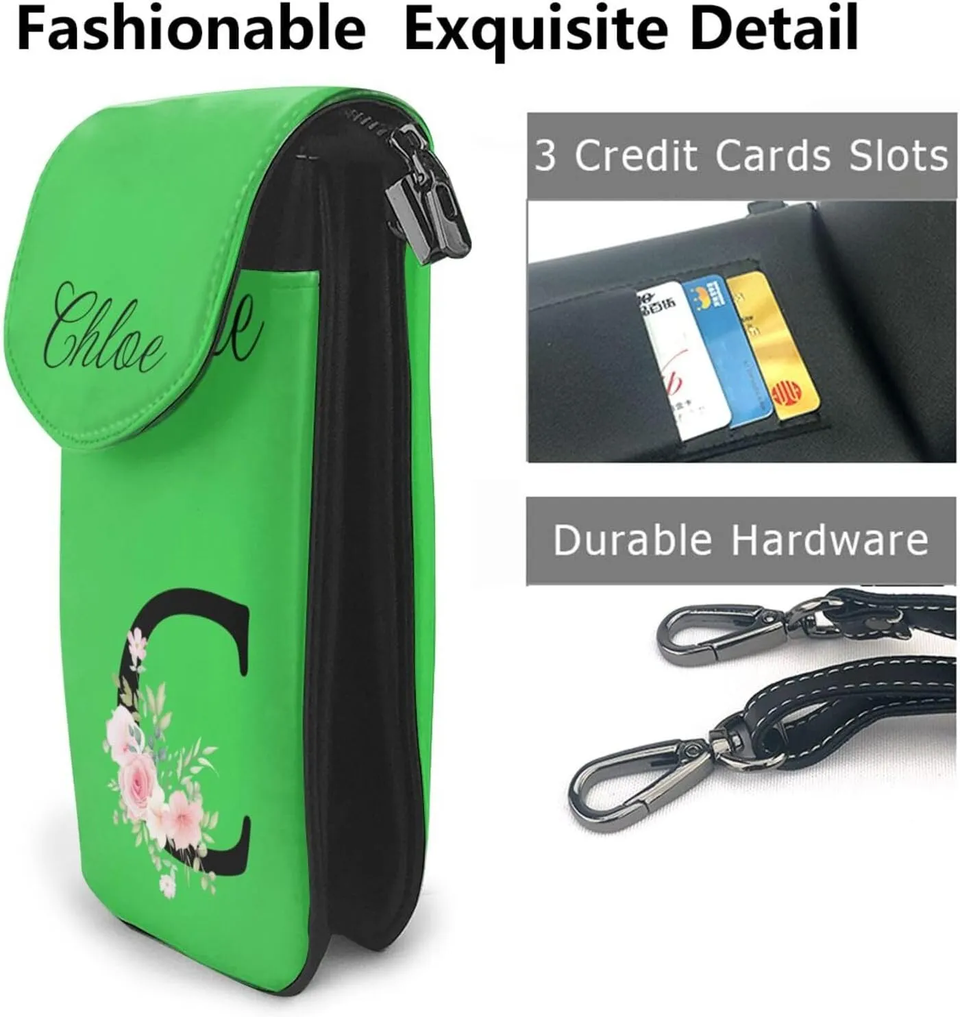 Custom Name Small Crossbody Cell Phone Bag for Women Personalized PU Leather Mini Shoulder Bag Wallet Cellphone Purse with Credit Card Slots and Adjustable Strap (C)