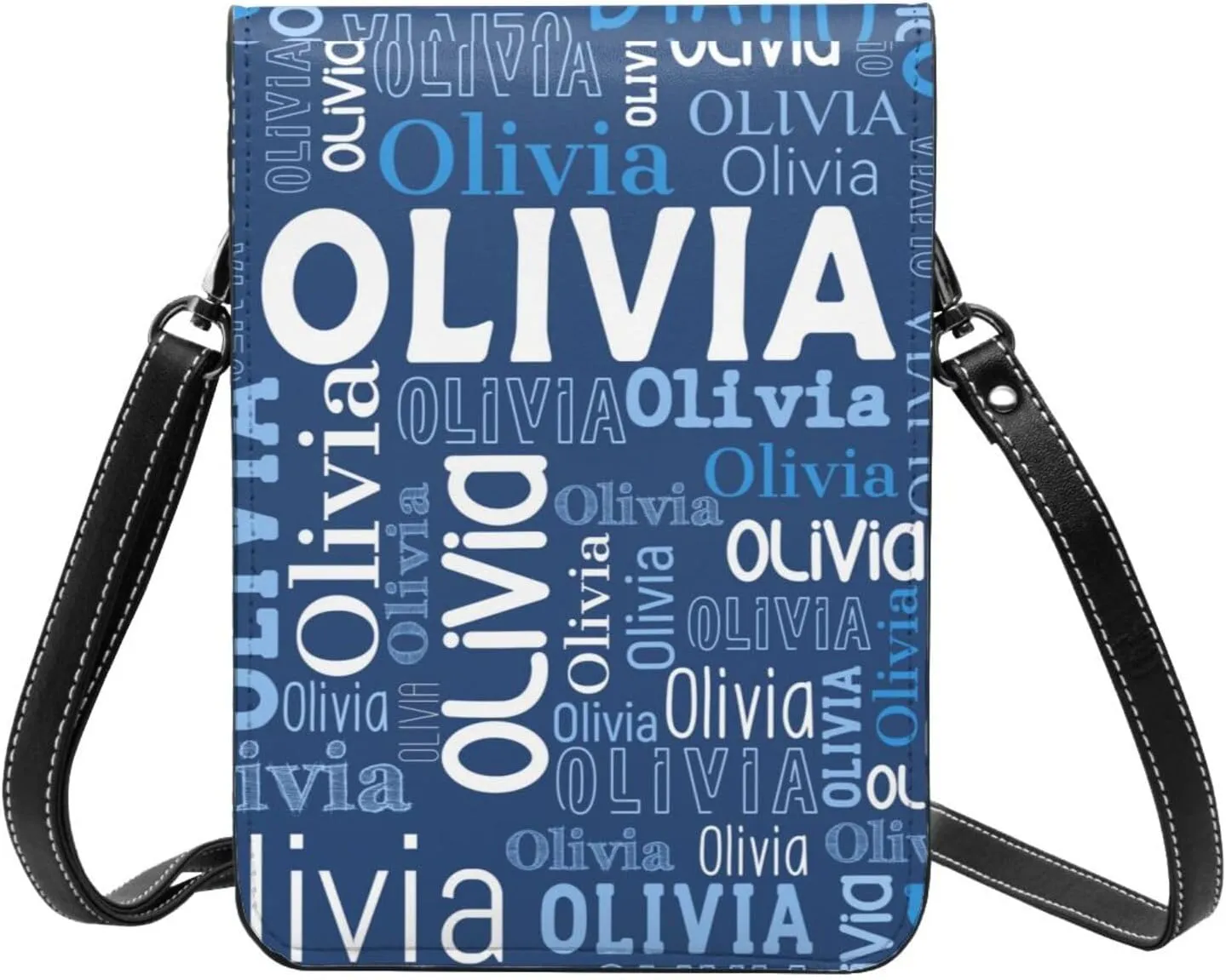 Custom Name Small Crossbody Cell Phone Bag, Personalized Leather Small Crossbody Bags with Name Gift for Women Girls