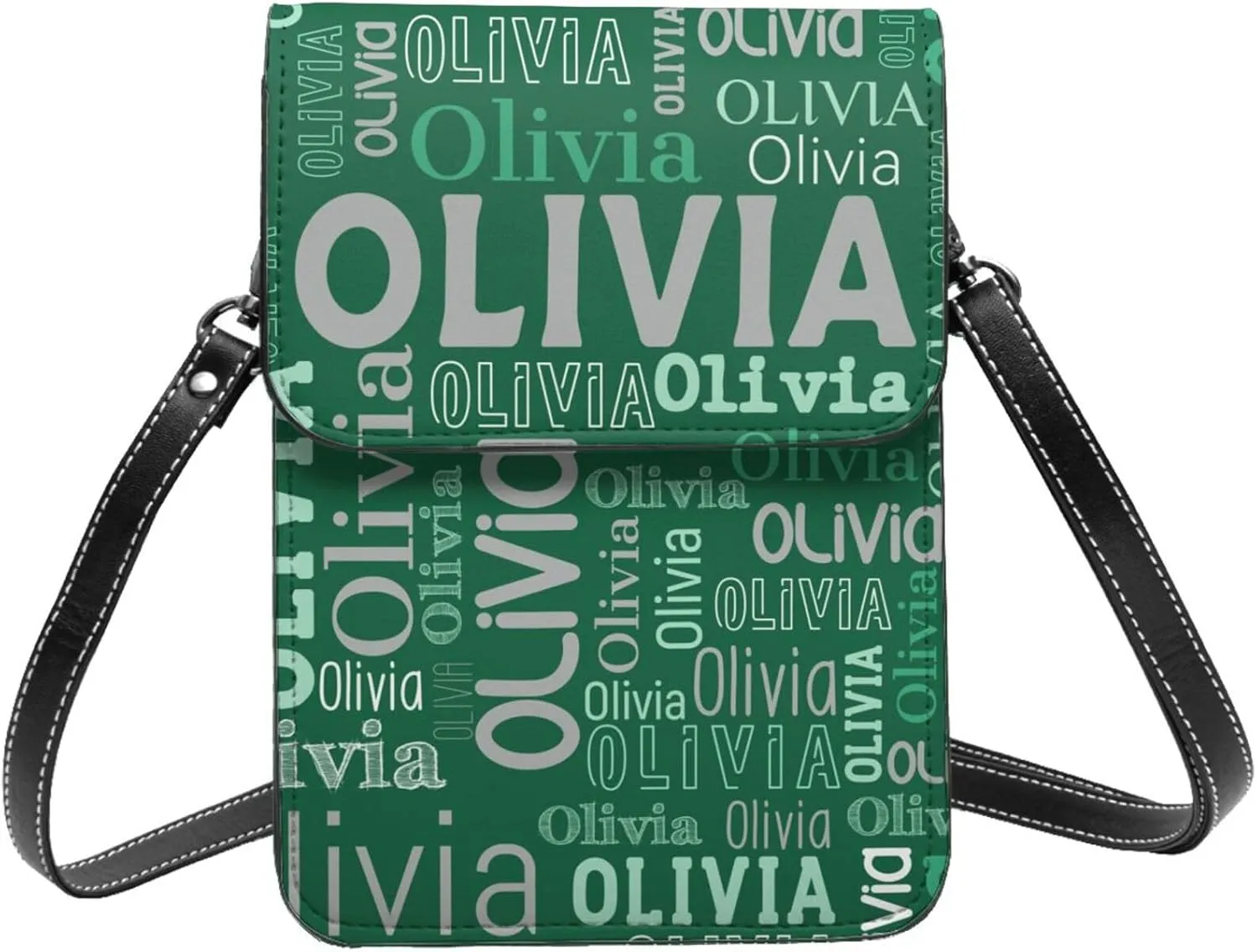 Custom Name Small Crossbody Cell Phone Bag, Personalized Leather Small Crossbody Bags with Name Gift for Women Girls