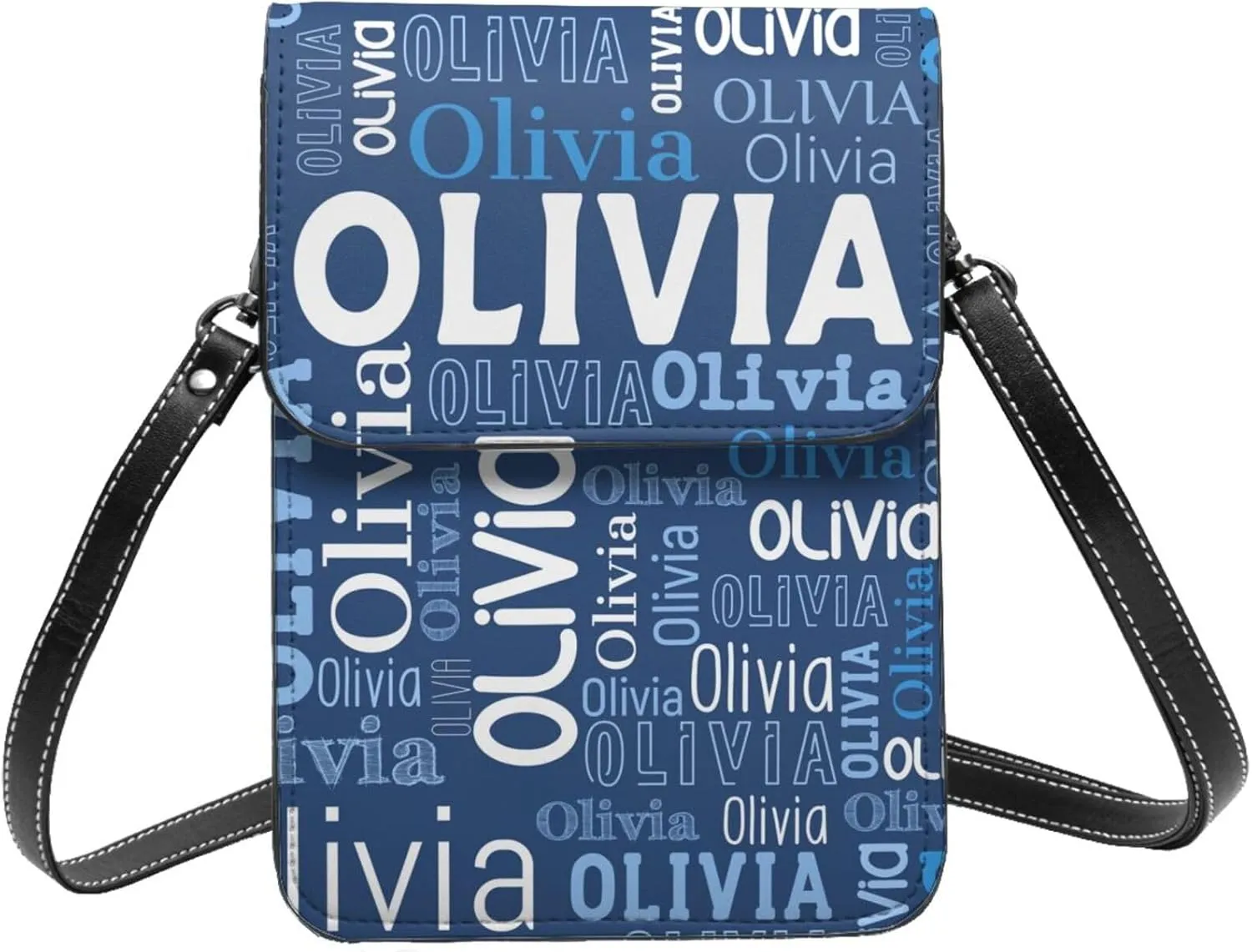Custom Name Small Crossbody Cell Phone Bag, Personalized Leather Small Crossbody Bags with Name Gift for Women Girls