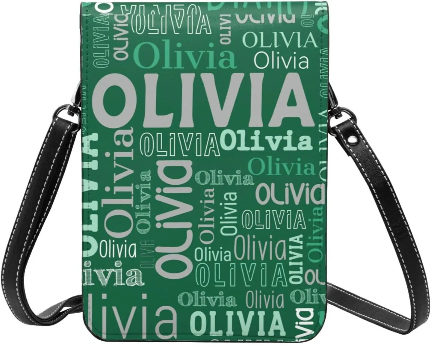 Custom Name Small Crossbody Cell Phone Bag, Personalized Leather Small Crossbody Bags with Name Gift for Women Girls