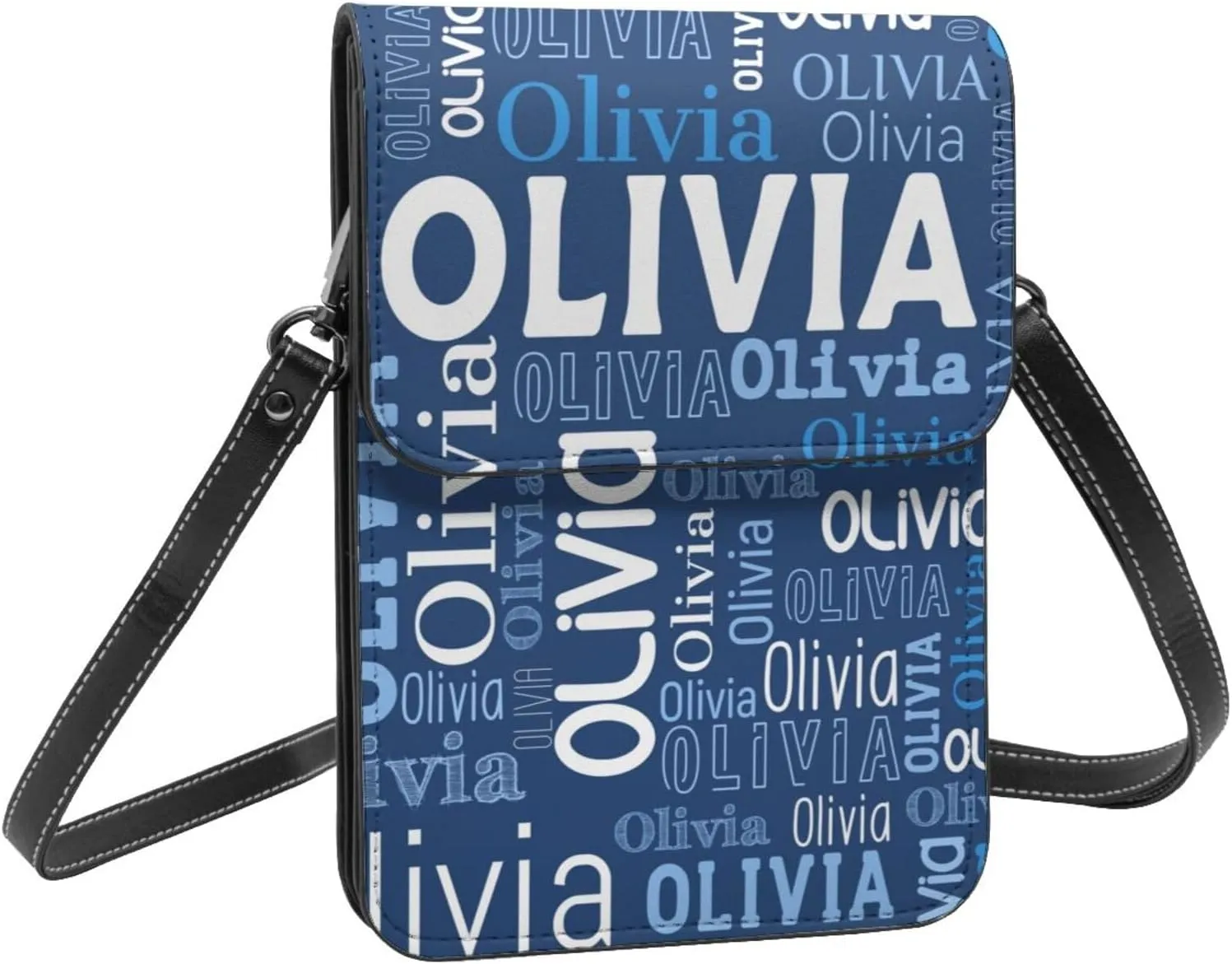 Custom Name Small Crossbody Cell Phone Bag, Personalized Leather Small Crossbody Bags with Name Gift for Women Girls