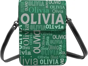 Custom Name Small Crossbody Cell Phone Bag, Personalized Leather Small Crossbody Bags with Name Gift for Women Girls