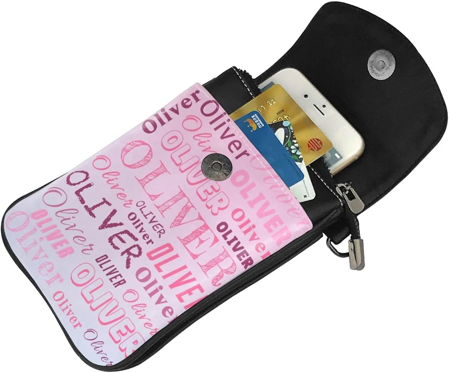Custom Small Crossbody Cell Phone Bag Personalized Name Photo Text Logo Purse Phone Wallet Mini Leather Cellphone Purse