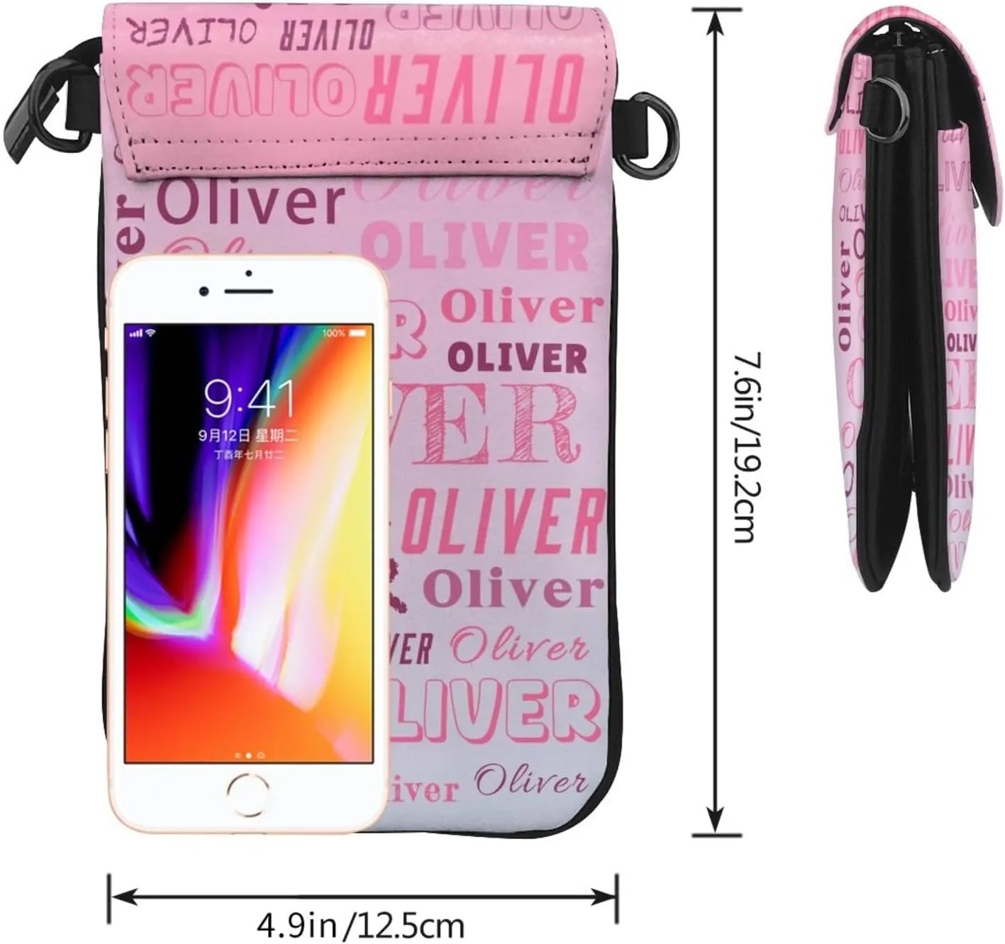Custom Small Crossbody Cell Phone Bag Personalized Name Photo Text Logo Purse Phone Wallet Mini Leather Cellphone Purse