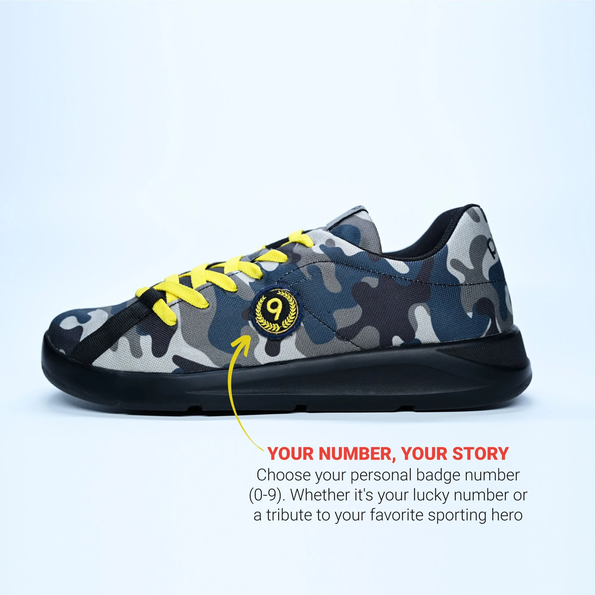 Customizable Camo Men's Sports Shoes - Blue / Grey