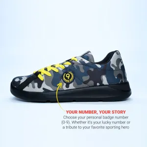 Customizable Camo Men's Sports Shoes - Blue / Grey
