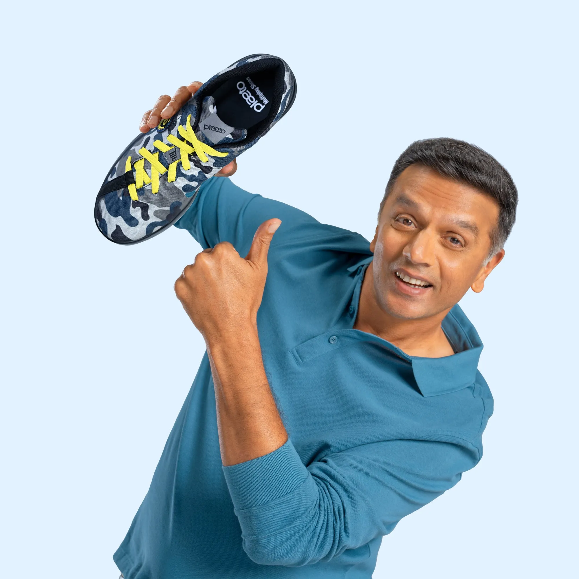 Customizable Camo Men's Sports Shoes - Blue / Grey