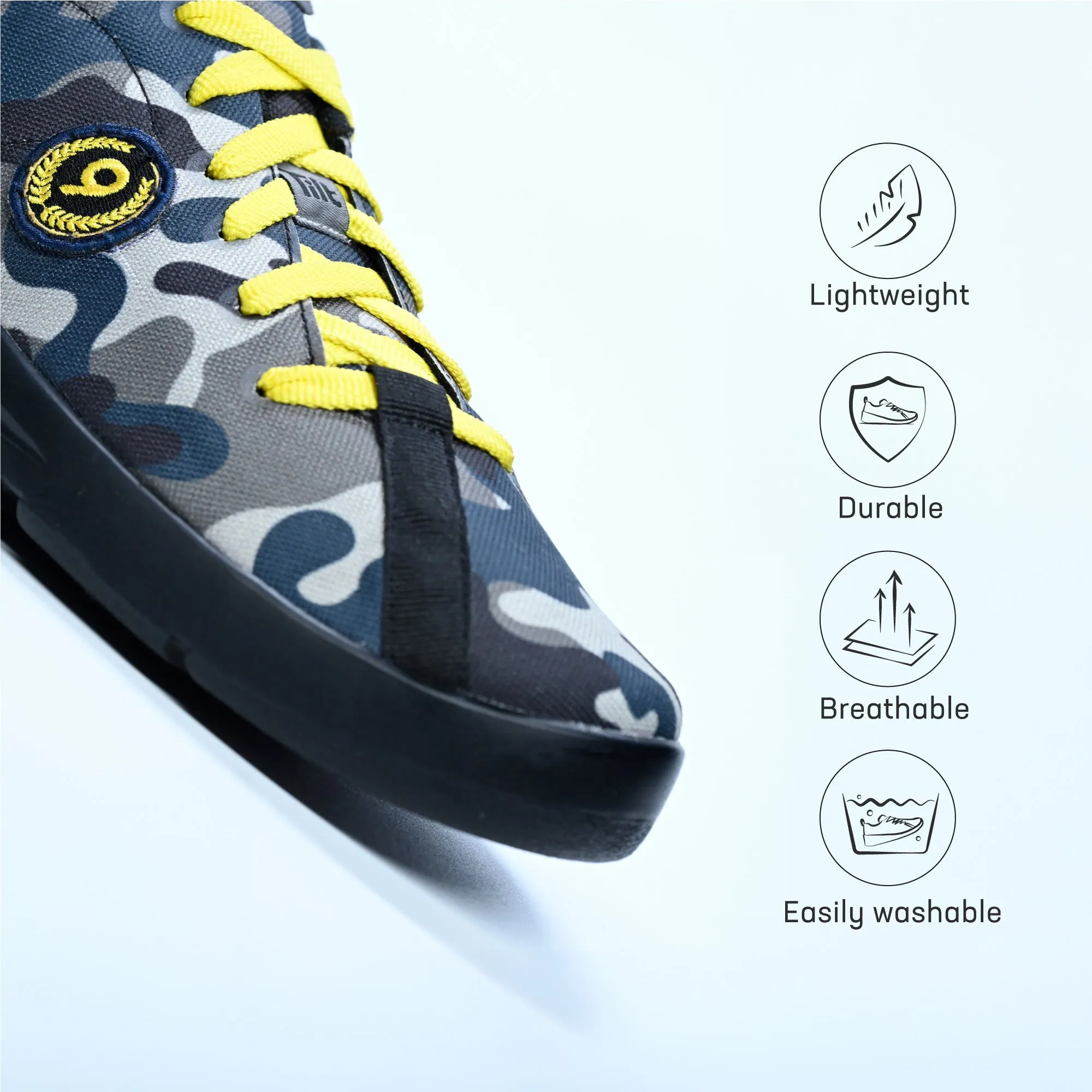 Customizable Camo Men's Sports Shoes - Blue / Grey