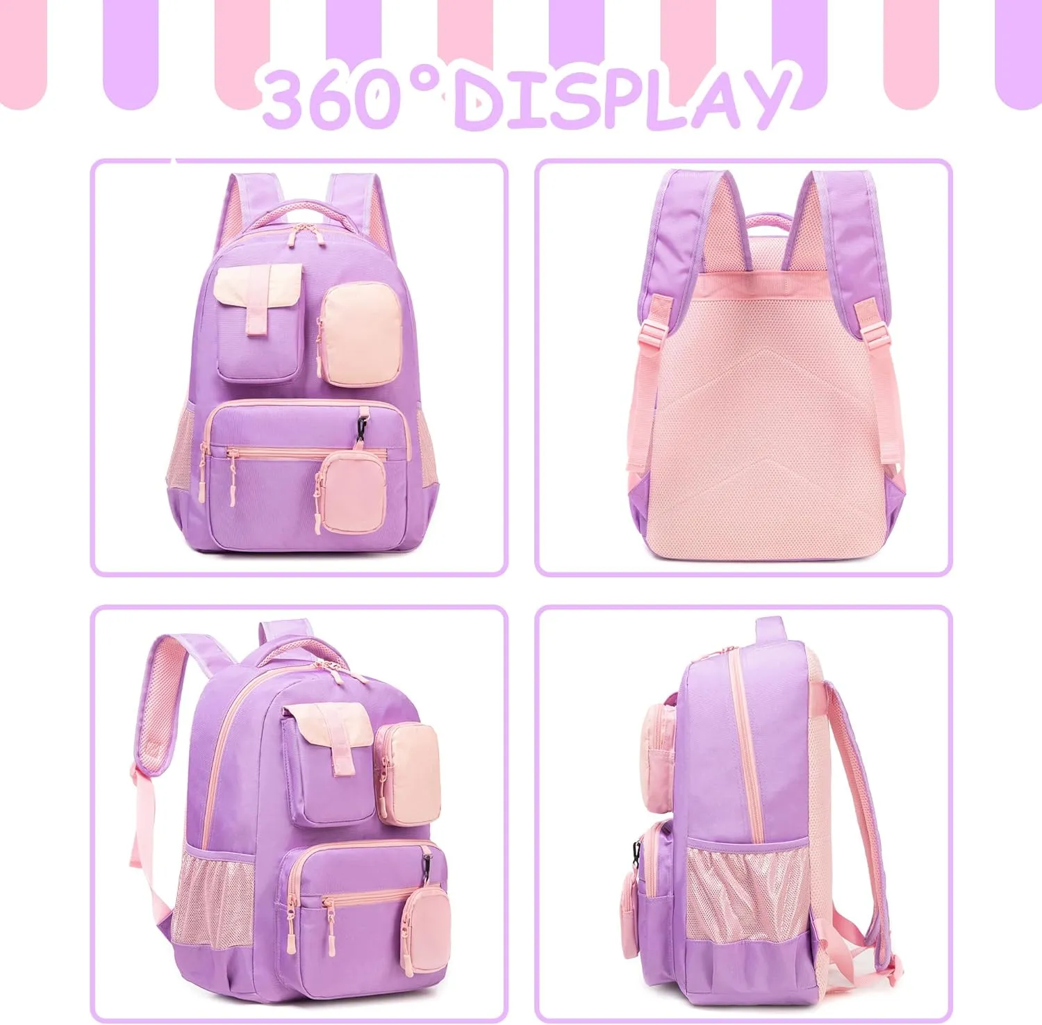 Cute Backpack for Girls Aesthetic Backpack School Backpack for Girls Backpack with Lunch Box Back to School Supplies