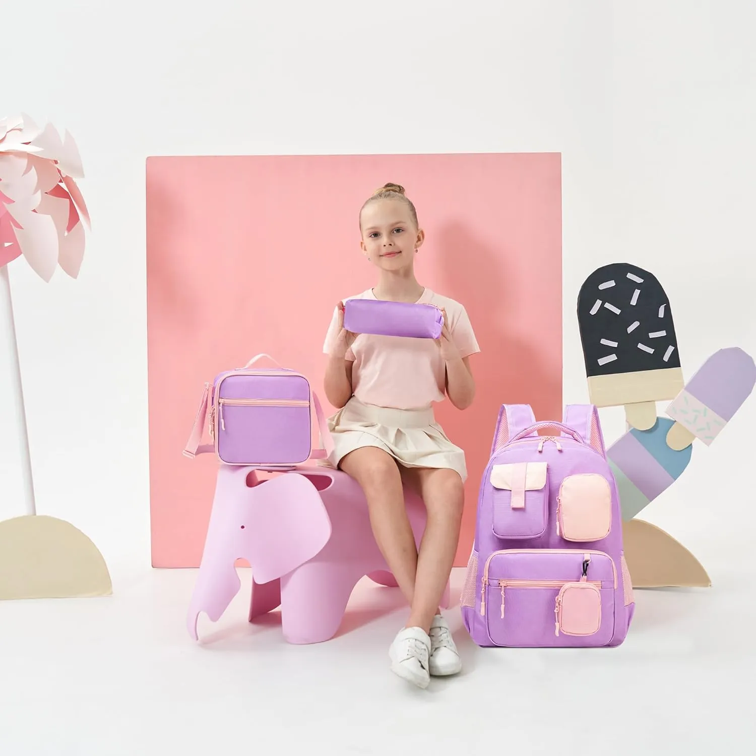 Cute Backpack for Girls Aesthetic Backpack School Backpack for Girls Backpack with Lunch Box Back to School Supplies