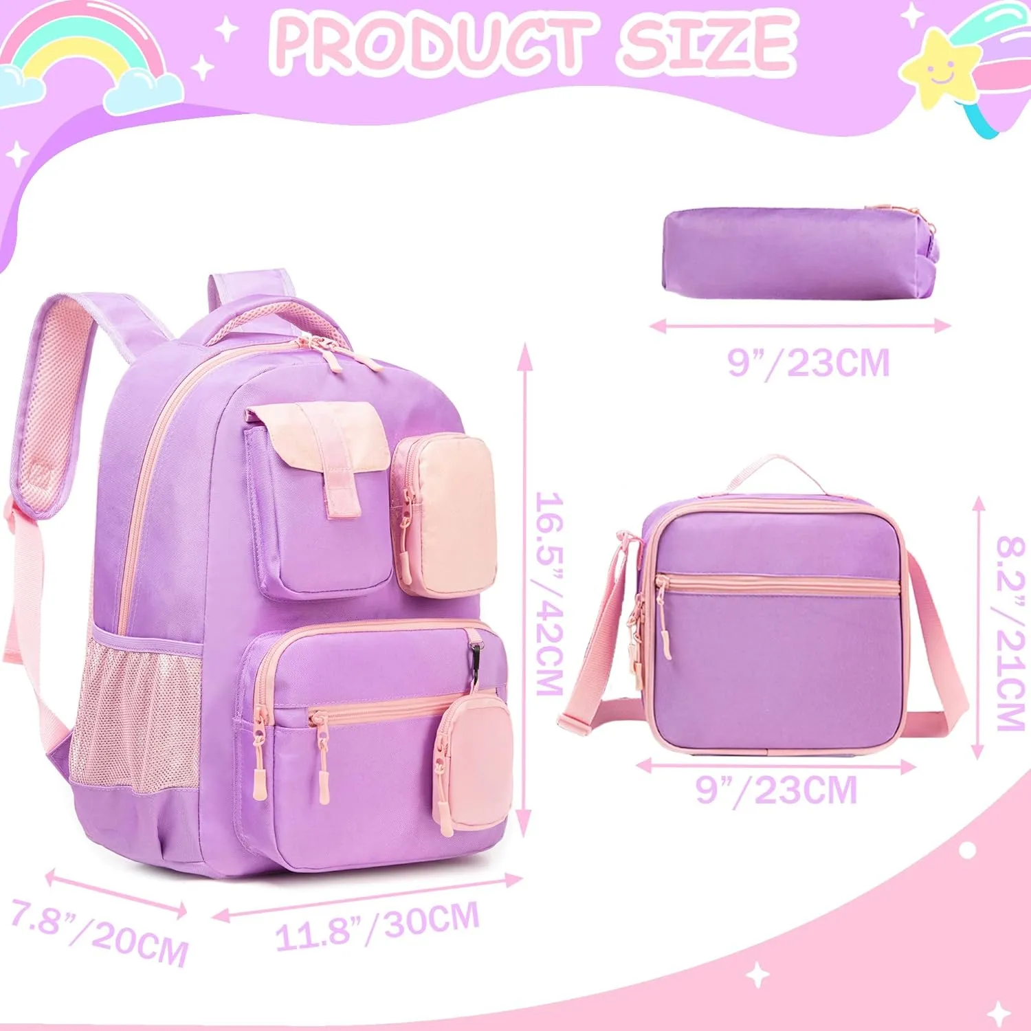 Cute Backpack for Girls Aesthetic Backpack School Backpack for Girls Backpack with Lunch Box Back to School Supplies